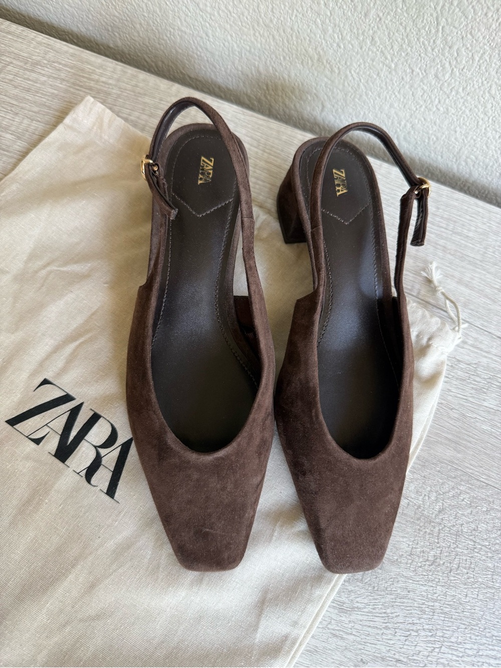 Zara Brown Suede Slingback Size 6 NWOT - Picture 2 of 7
